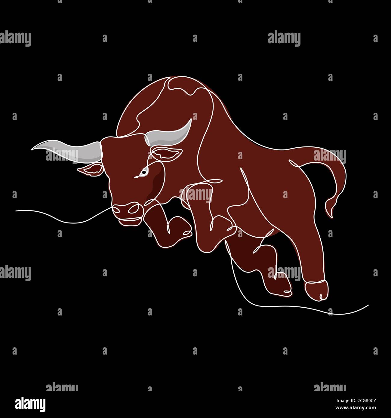 Kontinuierliche Zeichnung eines Stieres Symbol von 2021. Postkarte in einer Zeile. Urlaubselement für Verluste, Kalender. vektor-Illustration... Stock Vektor