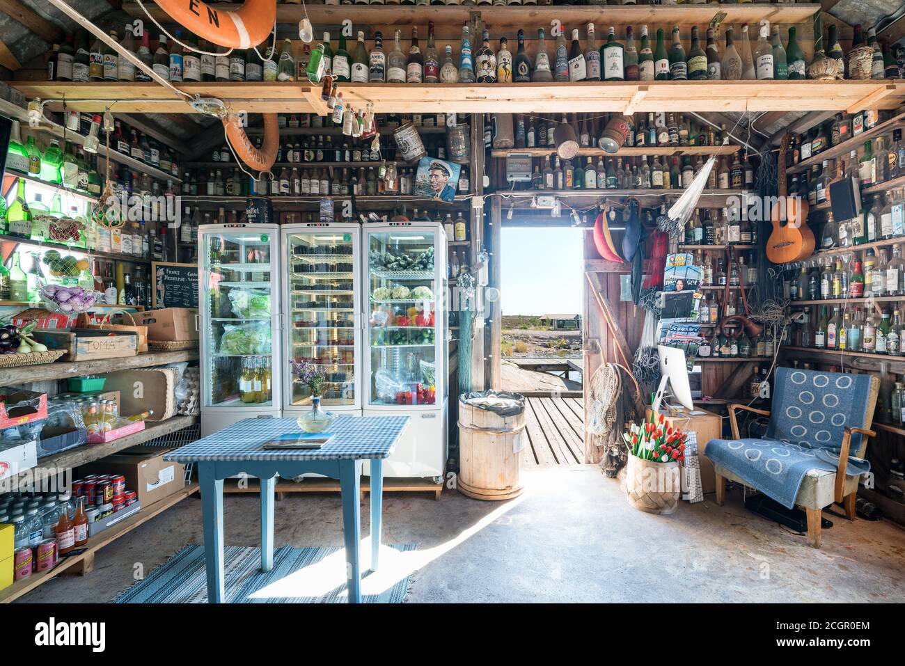 Ein kleines lokales Geschäft auf der Insel Jurmo, Parainen, Finnland Stockfoto