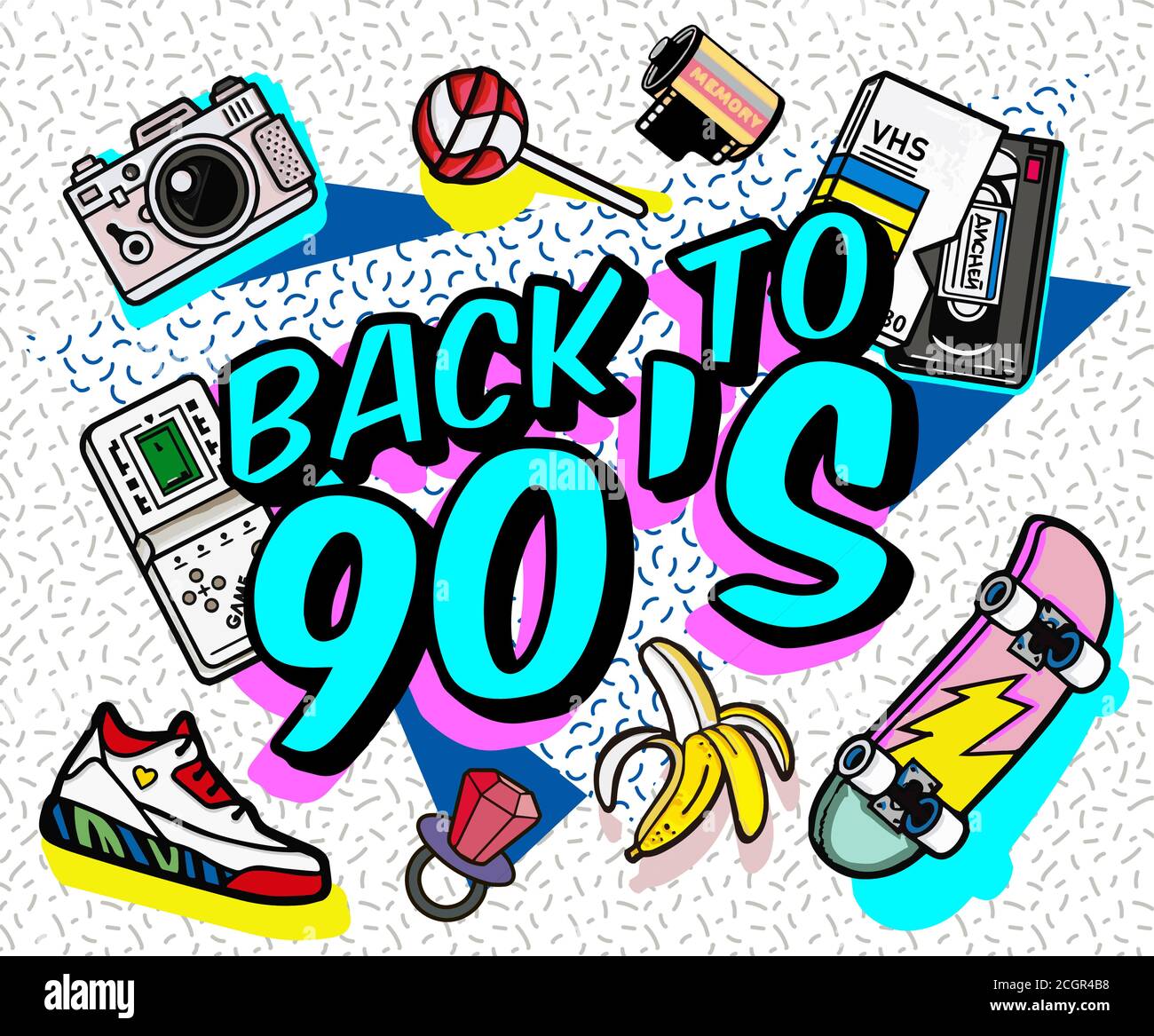Retro 80er 90er Jahre Party Einladungen Retro Stil Texturen und Alphabet-Mix.  Ästhetische Mode Hintergrund und 80er Jahre Grafik. Pop- und  Rockmusik-Party am Abend Stock-Vektorgrafik - Alamy