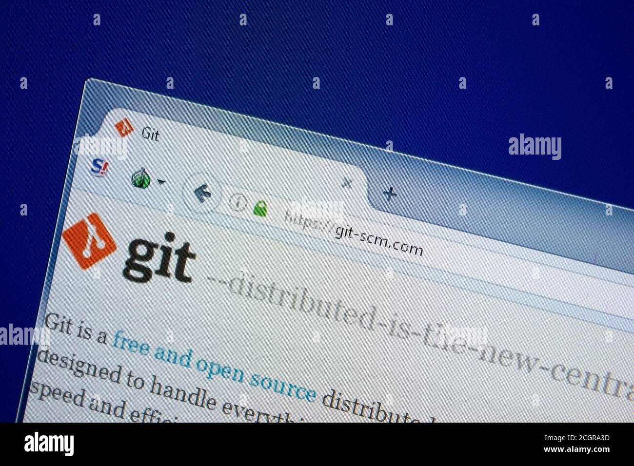 Rjasan, Russland - 09. September 2018: Homepage der Git-scm Website auf dem Display des PC, url - Git-scm.com. Stockfoto