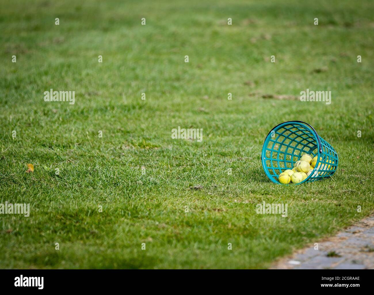 Der Training Golfball Korb für das Training Stockfoto