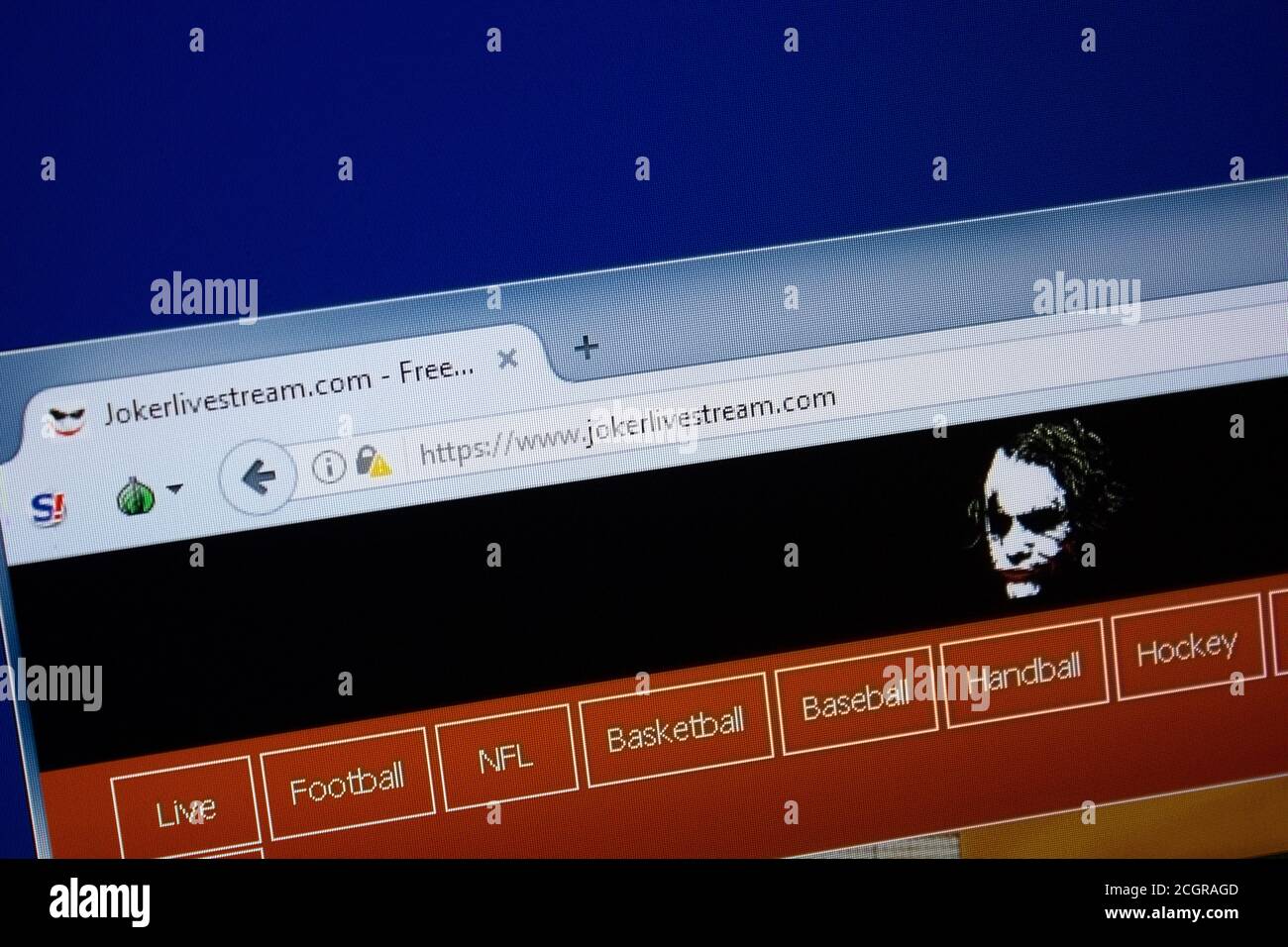 Rjasan, Russland - 09. September 2018: Homepage von Joker Live Stream Website auf dem Display von PC, url - JokerLiveStream.com. Stockfoto