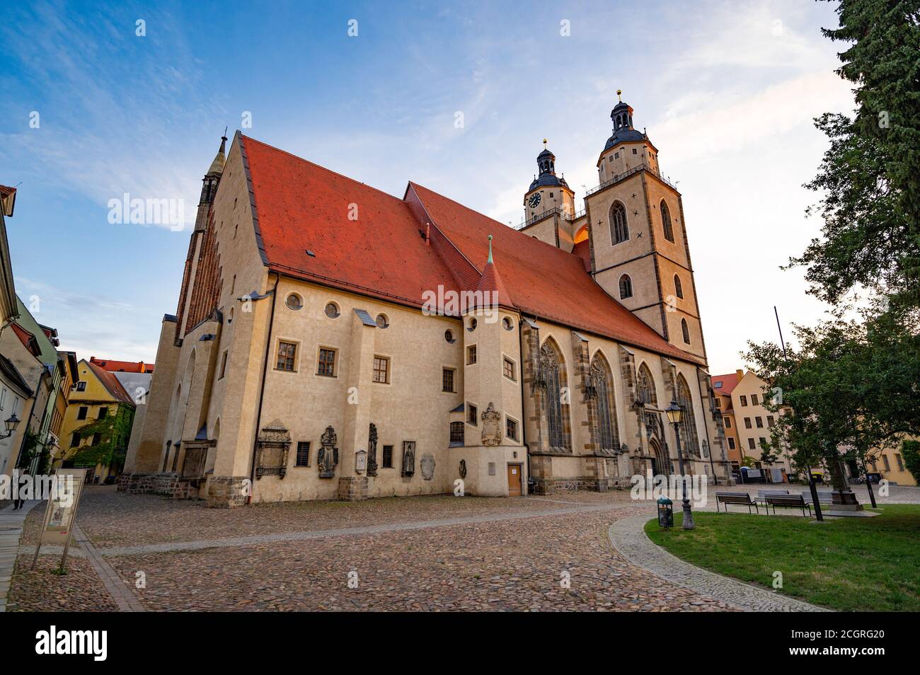 Die Stadt- und Pfarrkirche St. Marien zu Wittenberg ist die Stadtkirche der Lutherstadt Wittenberg. Martin Luthe Stockfoto