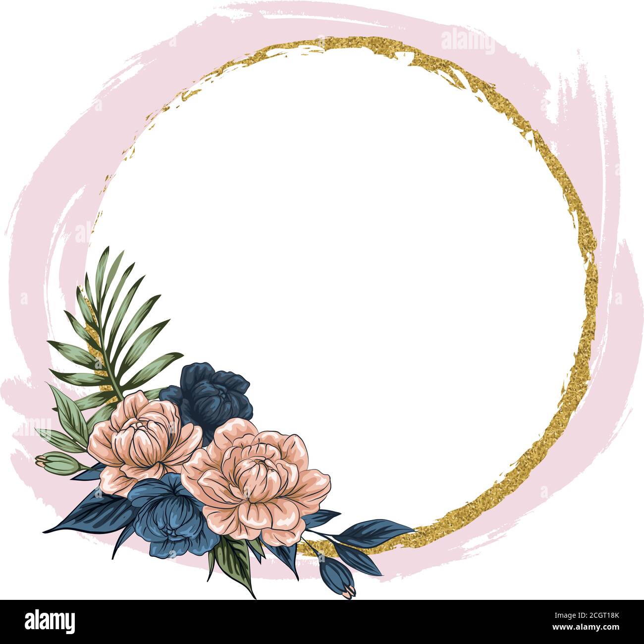 boho Blumen mit Goldfolie, Vorlage für soziale Netzwerke Geschichten und Beiträge, Vektor-Illustration. Satz von Geschichte und Pfosten quadratischen Rahmen. Mockup für Adver Stock Vektor