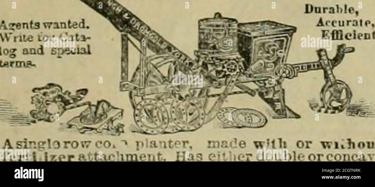 . Der südliche Blumentopf . DER ECLIPSE Corn Planter und Fertiiezer Distributer, mit verbessertem Row Marker. Adaptedas gut zu Erbsen, Bohnen, Rüben, etc.Hills 6 bis 45 Zoll auseinander. Verteilt 50 bis■150 lbs. Dünger pro Hektar. Breite und einfache Anpassung. Leichte Zugluft, Gewicht 150 lbs.Ei^-y zu handhaben, ein Modell für Genauigkeit undHaltbarkeit. Untersucht unsere Eclipse TwoRow Two Horse Planter. Agenten wollten in new Territory. Schreiben Sie für Rundschreiben und Begriffe.BELCHER & TAYLOR A. T. CO., Box 25 ,Chlcopee Falls, Mass. N^BAiSY&%^?or. 22 l&gt; 331hirhes ar^rt. 8 extr% Futter Wheela für Dünger ein Ibsferiilizer pro Hektar. Gr Stockfoto