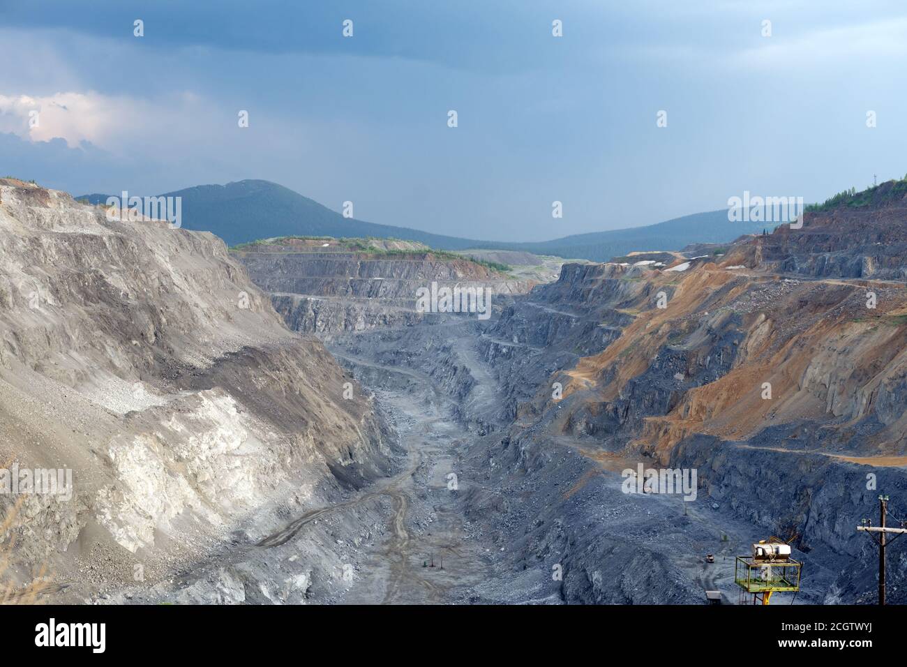 Blick auf das Minenlager Nepheline von oben. Stockfoto