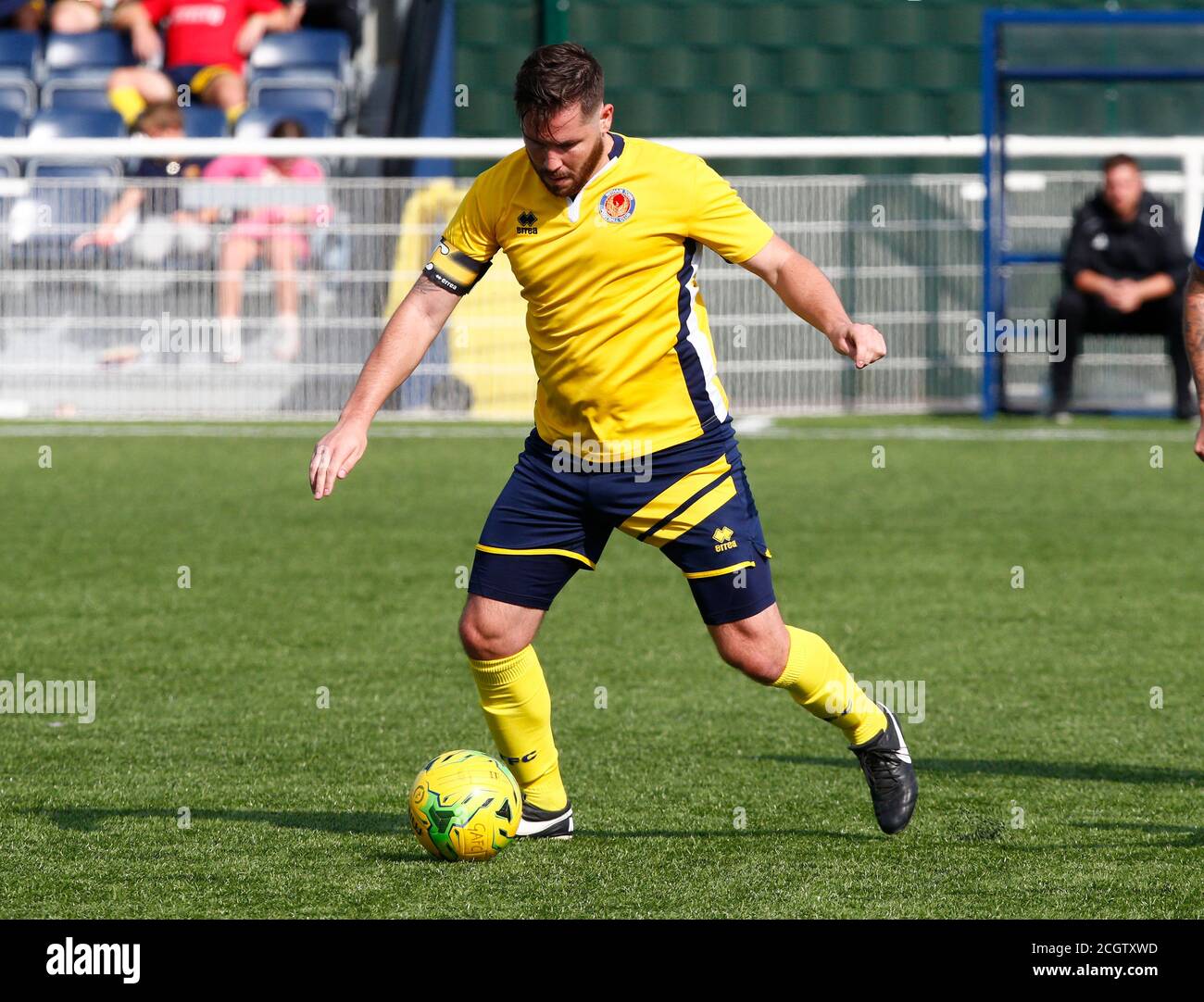 Aveley, Großbritannien. Februar 2018. SOUTHEND, ENGLAND - SEPTEMBER 12: Chris Taylor von Witham Town während FA Cup - Vorrunde zwischen Grays Athletic und Witham Town in Parkside, Park Lane, Aveley, UK am 12. September 2020 Credit: Action Foto Sport/Alamy Live News Stockfoto