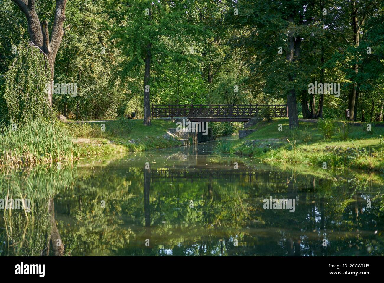 Sonnenbeschienenen Szczytnicki Park im frühen Herbst Breslau Niederschlesien Polen Stockfoto