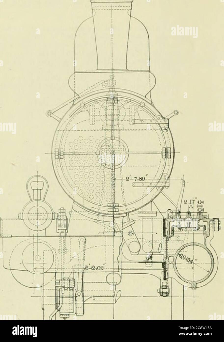 . Amerikanischer Ingenieur und Eisenbahnjournal. Ein Schachtloch im Gehäuse. Es gibt ein Drucklager auf der Welle der Pumpe des mehrfachen Kragentyps, und eine Abfangkammer sorgt für den Ausschluss des Sandes vom Pumpenwellenlager.die Kurbeln sind ausgeglichen, und die Motoren laufen gleichmäßig und gleichmäßig bei 200 Umdrehungen, aber ungewöhnlich arbeiten die Geschwindigkeit ist etwa 185 Umdrehungen. Die Saugrohre gelangen durch die Seite des Bootes direkt über der Ladeleitung. In der Seite des Behälters befindet sich ein schweres, geflanschtes Muffe, das den Schwenkwinkel des Saugrohres erhält. Dieser Ellbogen ist Stockfoto