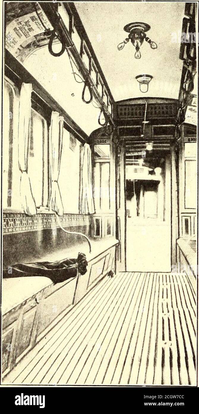 . Die Straßenbahn Zeitschrift . ABB. 5. – PRISMENKUGEL, GESCHLOSSEN ter (Abb. 1), und auch auf dem Kontinent, haben Monitordächer unter dem Obergeschoss. Die vorderen Flügel der Liverpoolautos sind vertikal in der Mitte geschwenkt, so dass sie Luft nach außen öffnen und einlassen, die hinteren Luft nach außen ziehen, außerdem befindet sich oben an den Türen eine Schiebeplatte. Viele der Berliner Autos haben Ventilatoren an den Enden der Monitordächer, wie in Abb. 6, gesteuert durch einen langen Griff, um eine einfache Einstellung zu ermöglichen- Stockfoto