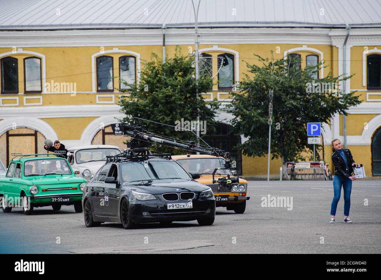In Russland, die Stadt Wologda. Dreharbeiten zum Spielfilm „One“. September 12, 2020 Stockfoto