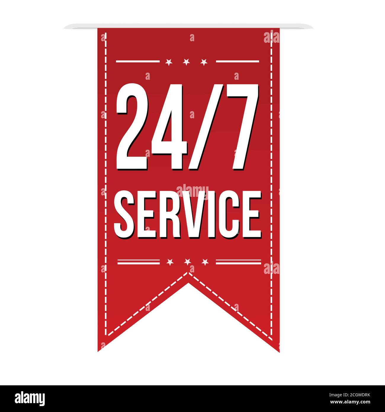 24/7 Service Banner Design auf weißem Hintergrund, Vektorgrafik Stock Vektor
