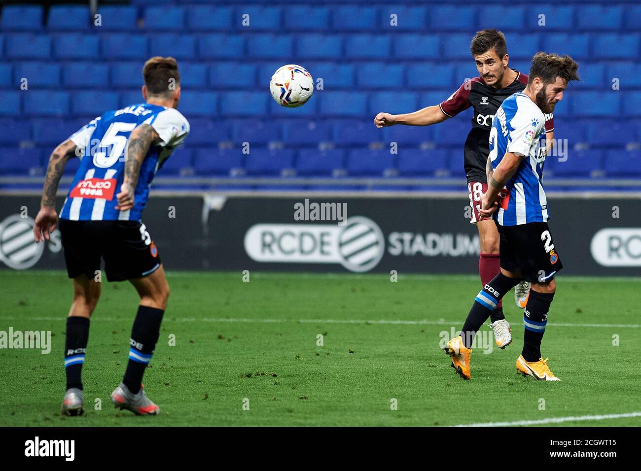 Barcelona, Spanien. September 2020. Fuster während des Liga SmartBank-Spiels zwischen RCD Espanyol und gegen Albacete Balompie im RCD-Stadion am 12. September 2020 in Barcelona, Spanien. Bild: Dax Images/Alamy Live News Stockfoto