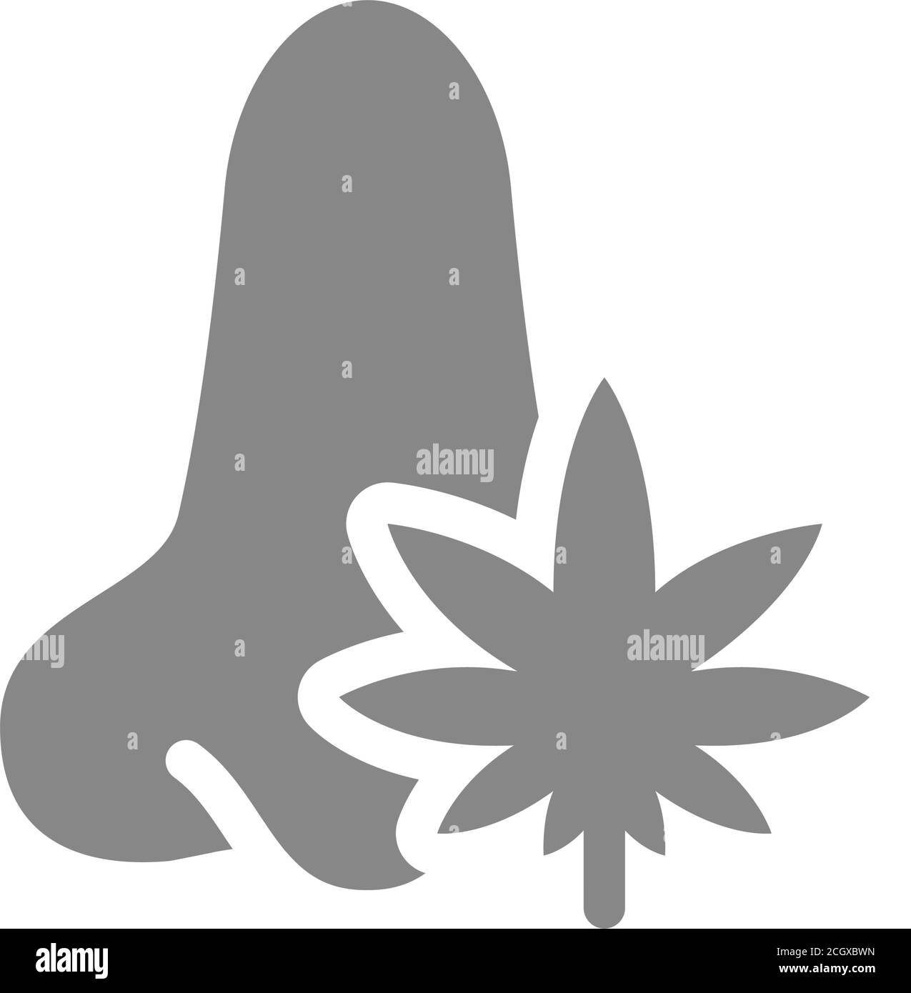 Menschliche Nase mit Marihuana grauen Symbol. Symbol für Cannabisbehandlung Stock Vektor