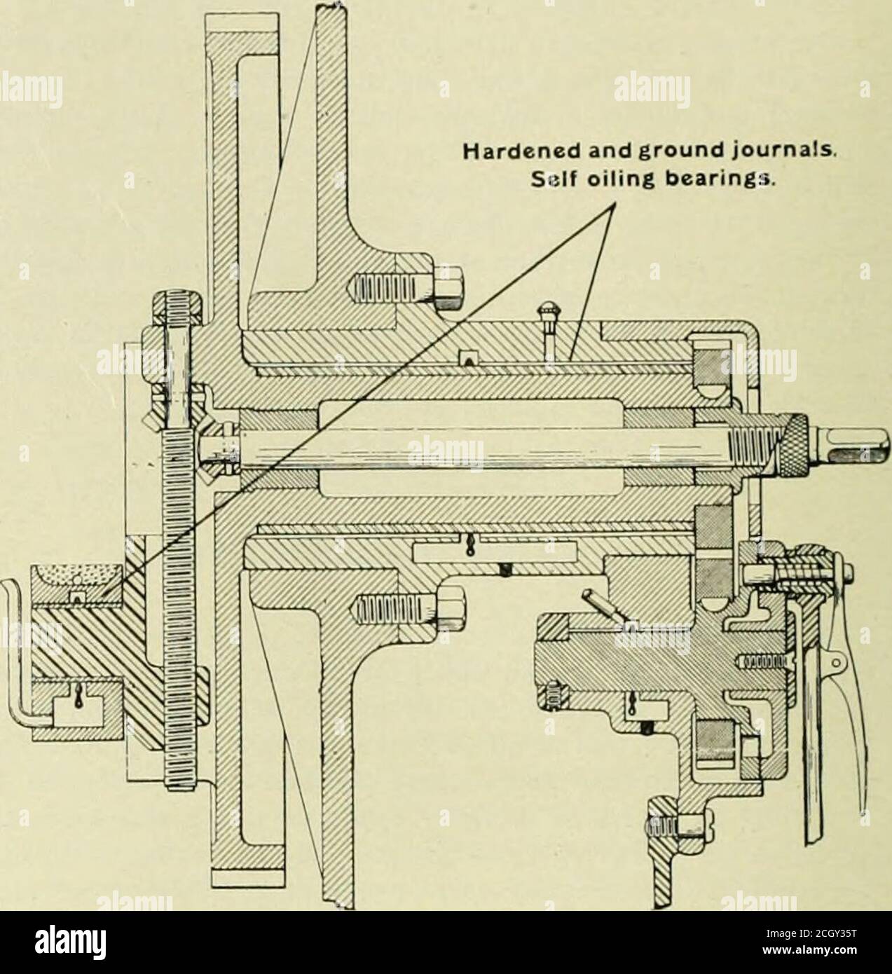 . Amerikanischer Ingenieur und Eisenbahn Zeitschrift . 6-; w/mv/mi. Am?, der volle Schub des Schnittes ist er sehr kurz im Vergleich zu dem gleichen Lager im einfachen Schnellrücklauf. Die anderen Lagerflächen sind so nummeriert, dass das Lager und das Lager leicht zu sehen sind, die Lagerzapfen werden durch die Nummern 2, 3,4 usw. und das entsprechende Lager durch die Nummern 2, 3, 4 usw. gekennzeichnet.die Nummer zehn ist mit einem Flansch an der Säule in Kontakt. Ist es notwendig, darauf hinzuweisen, dass diese neun zusätzliche Lager sur- gehärtet und geschliffen Journals.Self Ölen Lager.. Stockfoto