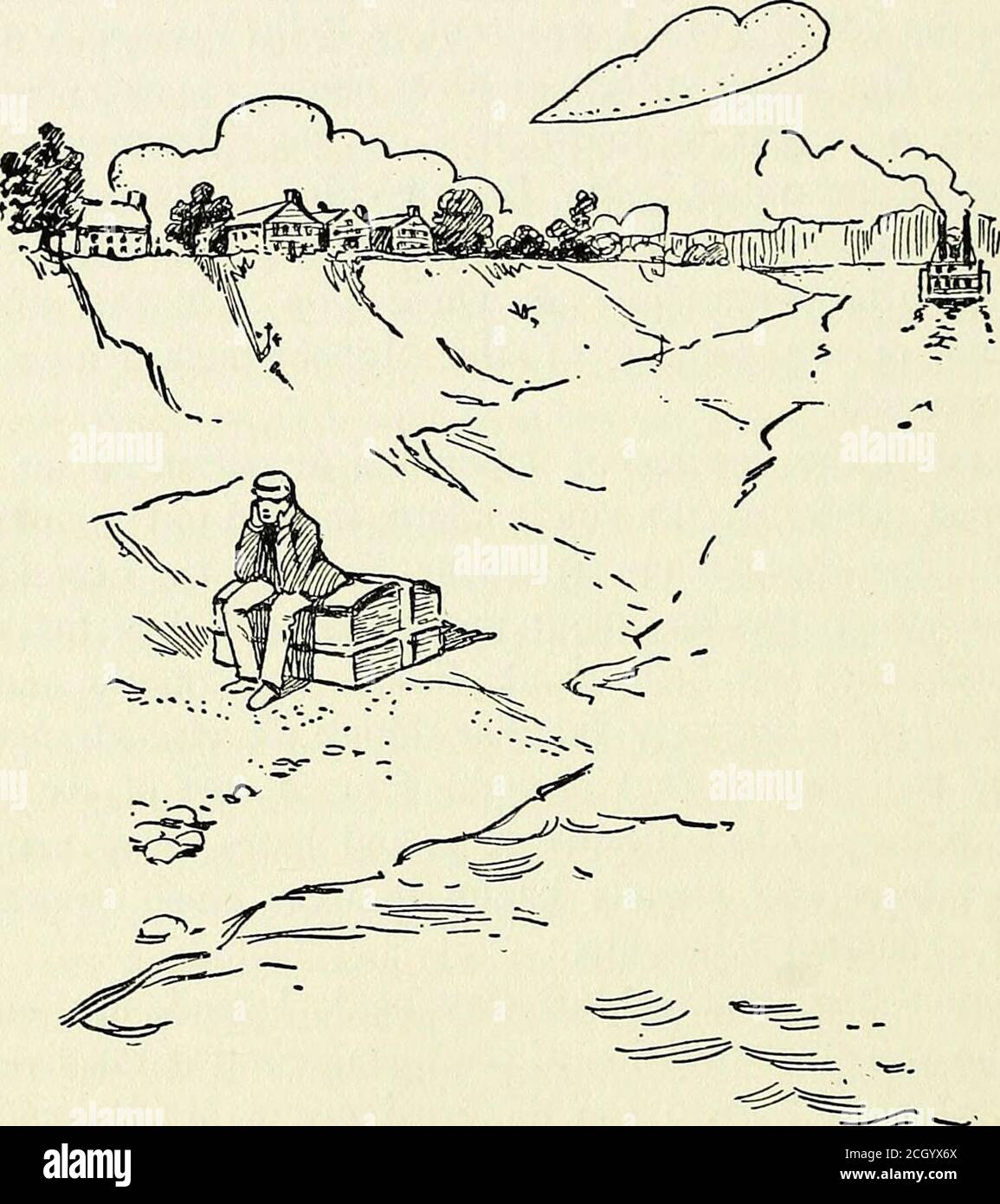 . Leben und Erinnerungen von der Geburt bis zur Männlichkeit von WM. G. Johnston . de ihn auf den Mudbanks, und es ist das einzige vertraute, alles andere seltsam; während der Dampfer, der ihn brachte – eine Art Tempo-rary nach Hause – schnell verschwindet und trägt viele, deren Gesichter bereits begonnen hatte, etwas Anmutung von Bekanntschaft zu tragen. Ich kraxelte die Bluff-Lehm-Bank hinauf, machte meinen Weg zum Haupthaus der Stadt, gegenüber dem Fluss, und das ich erfuhr, war die Residenz von Herrn SolomonSpeers. Seine schöne Tochter, Diana Speers, antwortete meinem Rapat auf den schweren Messingklopfer, der die Tür schmückte. In-Vited in, A Stockfoto