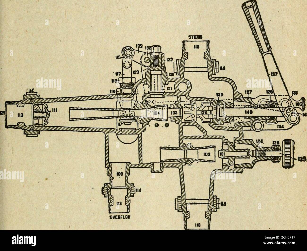 . Wissenschaft der Eisenbahn . Abb. 8.Hancock Lokomotive Inspirator. Andere Zwecke. Setzen Sie ein Kugelventil in das dampfrohr ein, und blasen Sie es gründlich aus, bevor Sie den Inspirationsgerät anschließen, um Rotbleie, Späne usw. zu entfernen. Alle Öffnungen in den Dampfanschlüssen vom Inspirationsgerät zur Kuppel und die Öffnungen in den WCOMOTiyB-SAUGGERÄTEN. 271 oder Zufuhrrohranschlüsse vom Inspirationsgerät zum Tank müssen ausreichend groß sein. Das Überlaufrohr sollte die volle Größe des Inspirationsanschlusses haben und so nahe wie möglich gerade sein. Das Ende des Überlaufrohres ist offen für die Luft und nicht unterhalb der s verrohrt Stockfoto