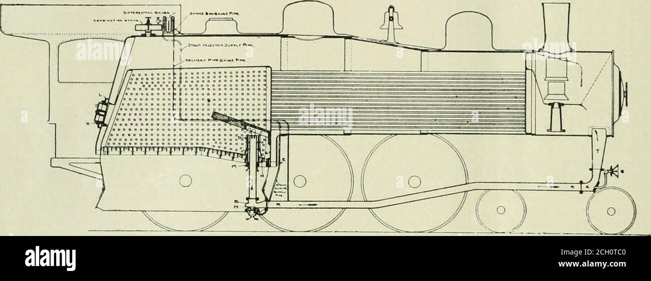 . Amerikanischer Ingenieur und Eisenbahn Zeitschrift . Abb.. IT... F1G.J2. Folglich müssen solche Geräte zu einer vollständigeren Kompu- tion führen. Herr Elbelmacht in seinem Kommentar zum Schleyder-Apparat folgende Bemerkung: Ich werde feststellen, dass die (Leitbleche) Feuerbögen eine absolute Notwendigkeit für das ordnungsgemäße Arbeiten des appa-ratus sind. Die Reinigung von Schächten und Rauchbögen wird vollständig eliminiert und automatisch gereinigt. Eine deutliche Einsparung in Brennstoff-re-sults, jede Art von Kohle verwendet werden kann, ohne Rauch oder Zinnen, und Motoren Dampf frei. Aus den Ergebnissen eines sechsmonatigen Tests ergibt sich ein deutlicher Kraftstoffverbrauch von 13 Stockfoto