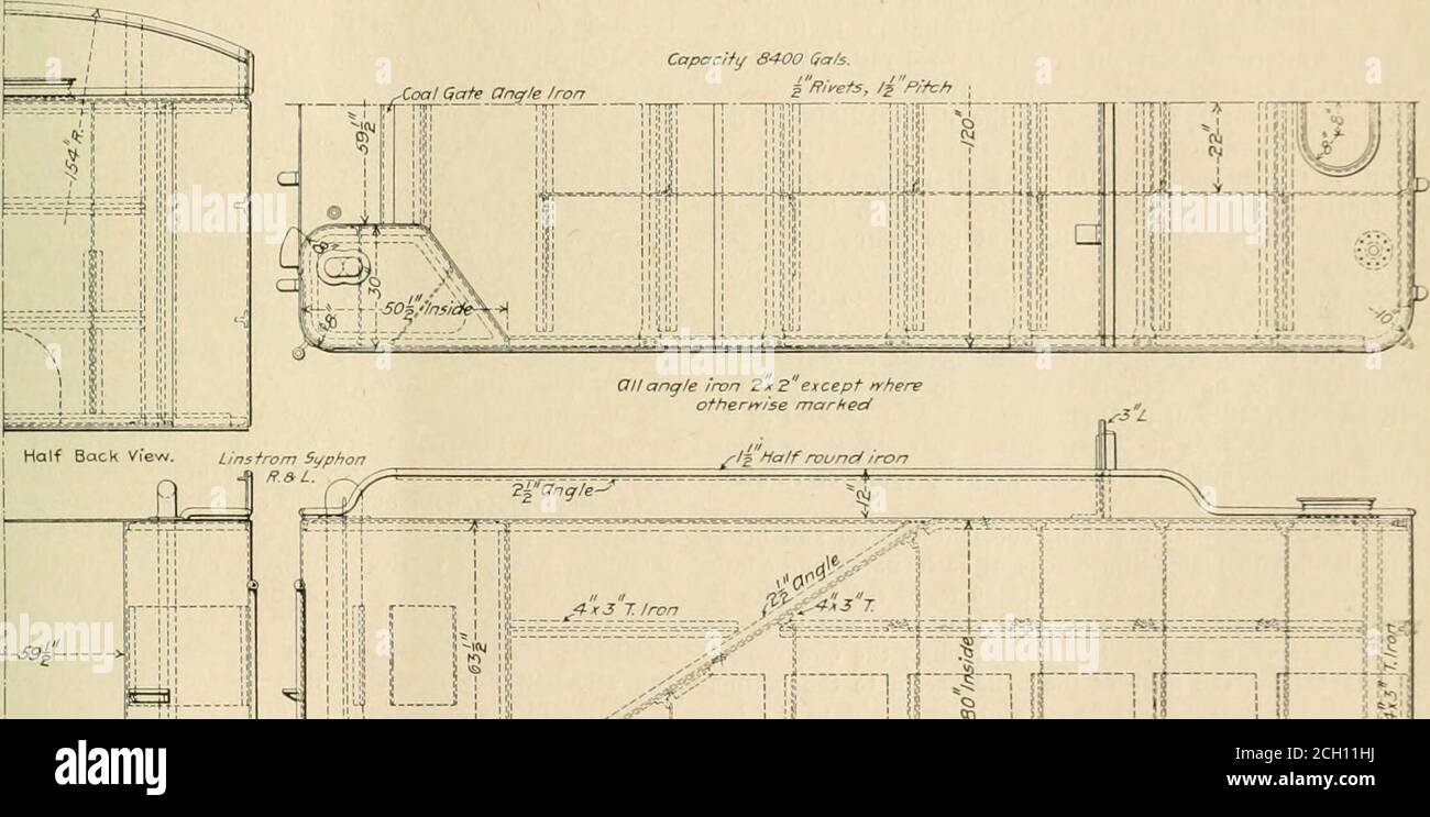. American Engineer and Railroad Journal . eter, 33 Ins. On No. 1. 36 Ins. An Lagerzapfen Nr. 2 6 /4 x 13 Ins LKW-Motorräder (hinten) Durchmesser, 42 Zoll-Lagerzapfen 8 x 12 Zoll Radstand – Fahrbetrieb 13 m 9 Int. Starr, 13 Fuß 9 Int. Gesamtmotor 32 Fuß 8 Int. Gesamtmotor und Tender 62 ft. Gewicht – auf den Antriebsrädern 141,700 lbs. Auf dem Stapler (vorn) . 36,300 lbs. Auf Stapler (hinten) 41,500 lbs. Gesamtengin. 219,000 lbs. Tank – Kohle. 9 Tonnen : Wasser. 8.400 gals. Tender – Anzahl der Räder, 8 ; Durchmesser, .36 Ins Journale GVS x 10 Zoll Herr C. P. Coleman ist als Einkaufsvertreter des Lehigh Valley-Eisenbahners zurückgetreten Stockfoto