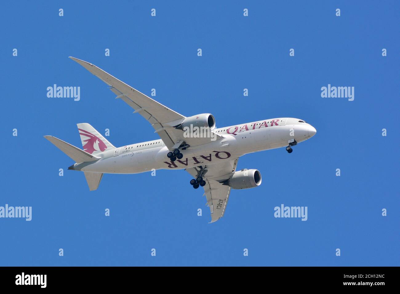 Qatar Airways (ist die staatliche Fluggesellschaft von Qatar), Boeing 787-800 Dreamliner Stockfoto