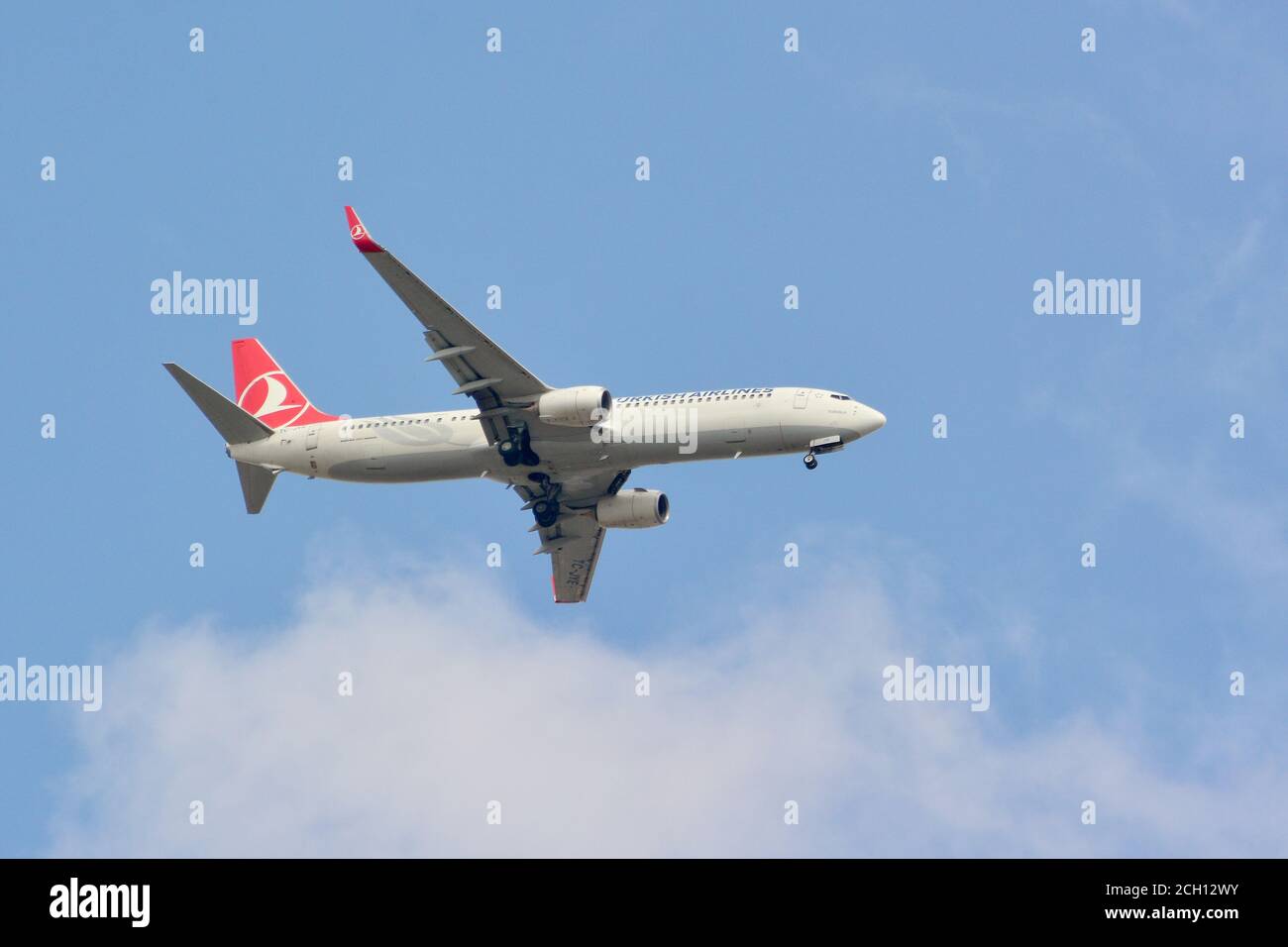 Turkish Airlines, Türk Hava Yolları (ist die nationale Fluggesellschaft der Türkei), Boeing 737-900-Flugzeug Stockfoto