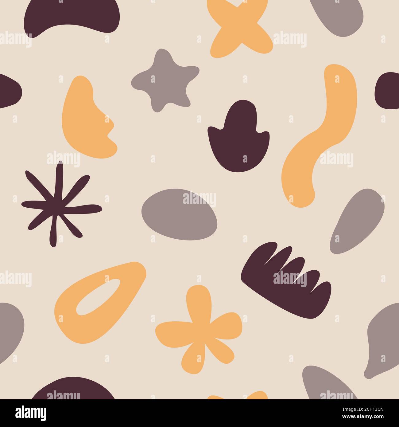 Nahtloses Muster mit naiven Doodle glatte organische Formen Stock Vektor