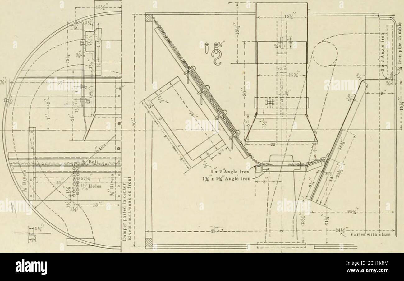 . Amerikanischer Ingenieur und Eisenbahn-Zeitschrift . dass der Bau von Automobil-Lkw für schwere Dienste folgen wird. Sabeiman Lines. III (Für frühere Artikel siehe Seite 154 und 200.)Smoke Box Abbangement.wie auf Seite 154 der Mai-Nummer dieser Zeitschrift angegeben, sind die Kesseldurchmesser der vier Arten von Standard-Lokomotiven 70 in. Für den Atlantik, Pazifik und schaltende Lokomotiven und 80 in. Für die schweren Konsolidierungen. Die Smokeboxes sind alle ausreichend lang, um für Zunder Taschen in J Electric vs Dampf Tbaction. – Mr. L. B. Stillwell, beim arecent Institute Traction Dinner, sagte Stockfoto