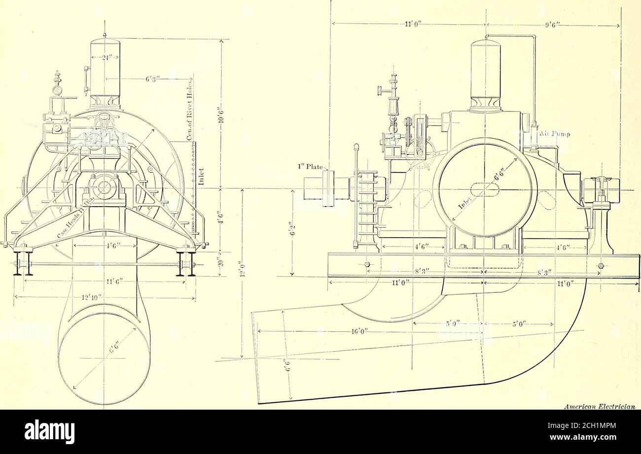 . Die Straßenbahn Zeitschrift . ABB. 3. – KRIPPENBAU Talsperre. – der Hauptdamm (Abb., r, 2 und 3) ist der größte seiner Art im Land, mit einer Breite von 102 m an der Basis und einer Höhe von 57 m am Überlauf. Die totalLocation. - das Kraftwerk befindet sich auf der Big Hole Länge am Kamm ist 450 ft., der Überlauf allein ist 200 94 STRASSENBAHN JOURNAL. [Vol. XIV Nr. 2. Fuß breit. Auf der Seite des Kraftwerks wird der Damm auf eine Höhe von 12 ft. Über dem Überlauf steigen. 10 Zoll X 12 i- Mon-tana Kiefer- und Tannenholz in 12 und 16 ft. Längen, gehalten um 42 in. Driftbolzen wird in der construu verwendet Stockfoto