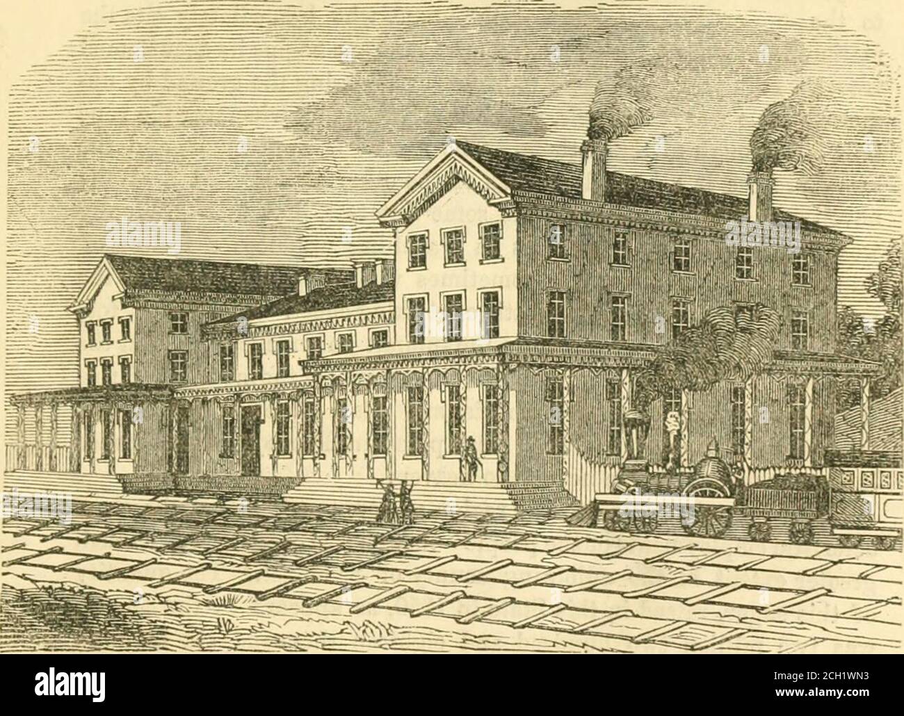 . Das bildhafte Skizzenbuch von Pennsylvania, oder, seine Landschaft, interne Verbesserungen, Betriebsmittel und Landwirtschaft, populär beschrieben. Ein Dorf von mehr als gewöhnlichen Vorspannungen. Die Eisenbahngesellschaft hat neben den genannten Maschinenwerkstätten bereits mehrere Handbauten errichtet (die bald auf das Doppelte ihrer derzeitigen Kapazität erweitert werden) und nach der Fertigstellung des Stückes der Straße, die den Berg überwindet, wird ein großes und prächtiges Hotel mit zahlreichen weiteren Gebäuden für private HOLLLLIDAYSBURG hinzugefügt. UL dences. Wenn Lose bo kaufen können, wissen wir von keinem Platz entlang der Linie, wo Geld Stockfoto