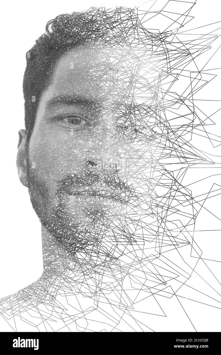 Porträt kombiniert mit einer digitalen Illustration Stockfoto