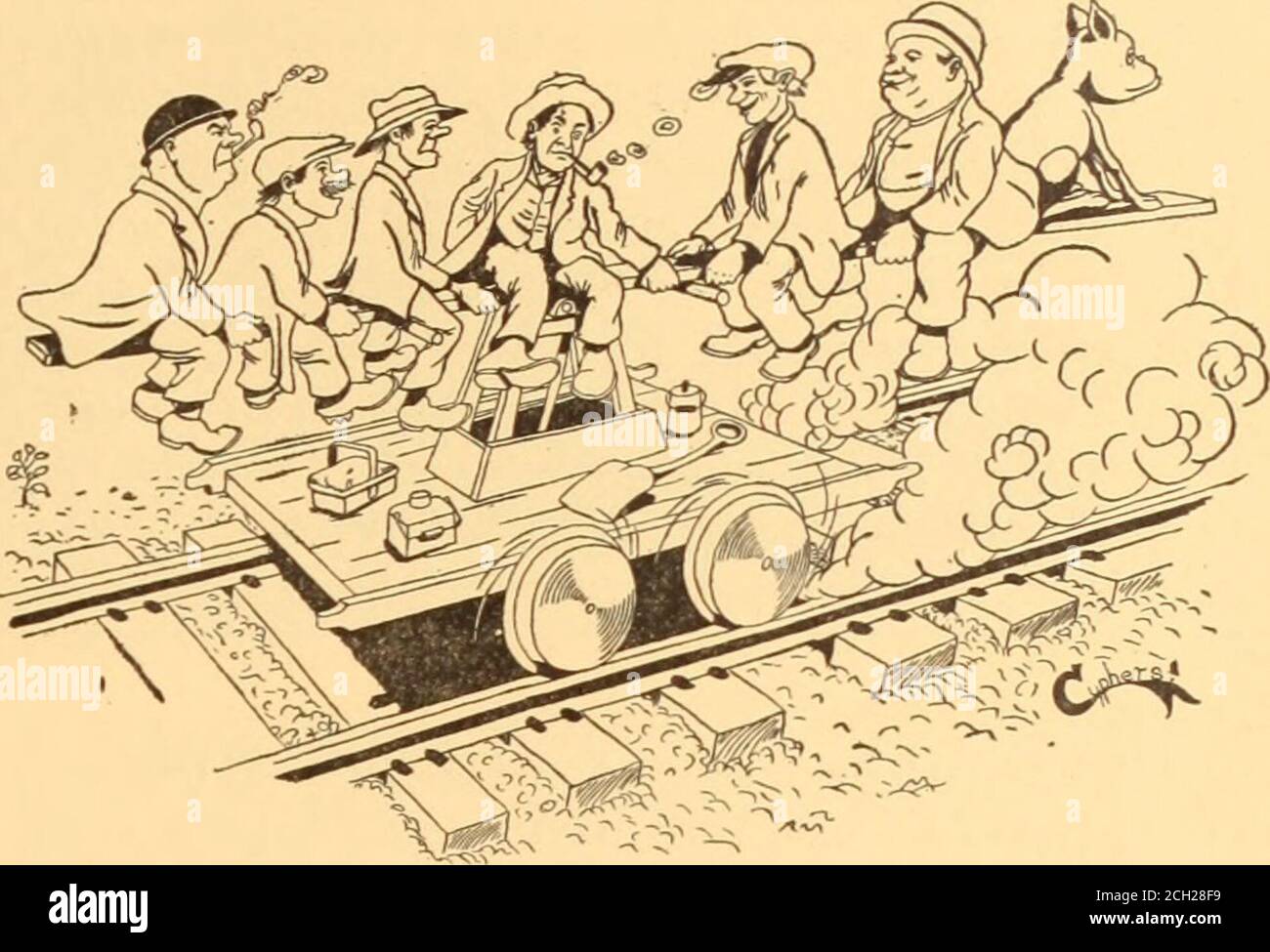 . Baltimore und Ohio Mitarbeiter Magazin . Leben. Ich bin noch am Leben. – EIN Dirigent im Rail-Road Association Magazine. Ein TRAUM VON ERFINDUNG Sung von Ed. Aqenbreite. Illustriert von H. E. Cyphers, Brakeman, Toledo Division, C. H & D. eines Tages in mir Autohaus, sicher aus dem Regen, EINE wundersame Idee penethred mich Gehirn. Es kam mit solcher Kraft, mich ganz dumm zu sthricken, und ließ mich tagelang alle betäubt und taub. Jetzt whin ein Mon wurruks den ganzen Tag auf einem Thrack, Wid knickt in seinen Arrums und eine Schmerzen in seinem Rücken, Er fühlt sich nicht wie climbin an Bord einer Hand carand pumpt die Blitherin Sache sehr weit. Also gehe ich zur Arbeit Stockfoto