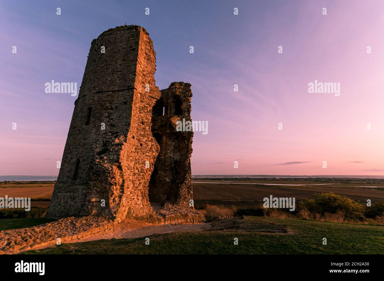 Hadleigh Castle bei Sonnenuntergang Stockfoto