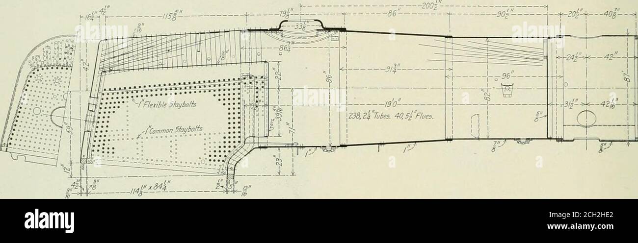 . Amerikanischer Ingenieur. Der 2-8-2 Typ. Um eine Zugkraft von mehr als 27.000 lbs. Bei 33 Meilen pro Stunde (2,390 Zugpendel PS) zu liefern, erfordert eine Lokomotive gebaut ein gründlich ausgewogenes Design. IT-Nuist hat nicht nur einen großen Kessel, sondern einen mit großer Kapazität – Begriffe, die notallways synonomisch sind – und muss einen gut angepassten Balancezwischen Kesselleistung und Motornachfrage tragen, und muss auch Geräte mit Kapazitätserweiterung berücksichtigen, die ihre volle Leistung erfüllen können. Dieses Tliis-Ergebnis wurde mit dem Mikado I--llSg- f vom Mallet-Typ für den Einsatz in den Bergen von West-Vir-ginia erreicht.* zwanzig-Fi Stockfoto