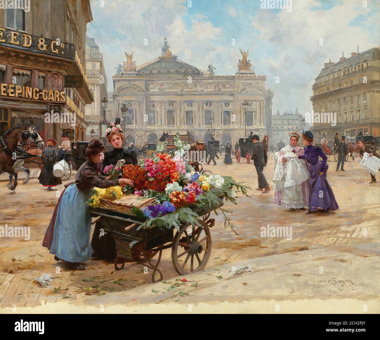 Schryver Louis De - Place De L 'Opera - Französisch Schule - 19. Und Anfang des 20. Jahrhunderts Stockfoto