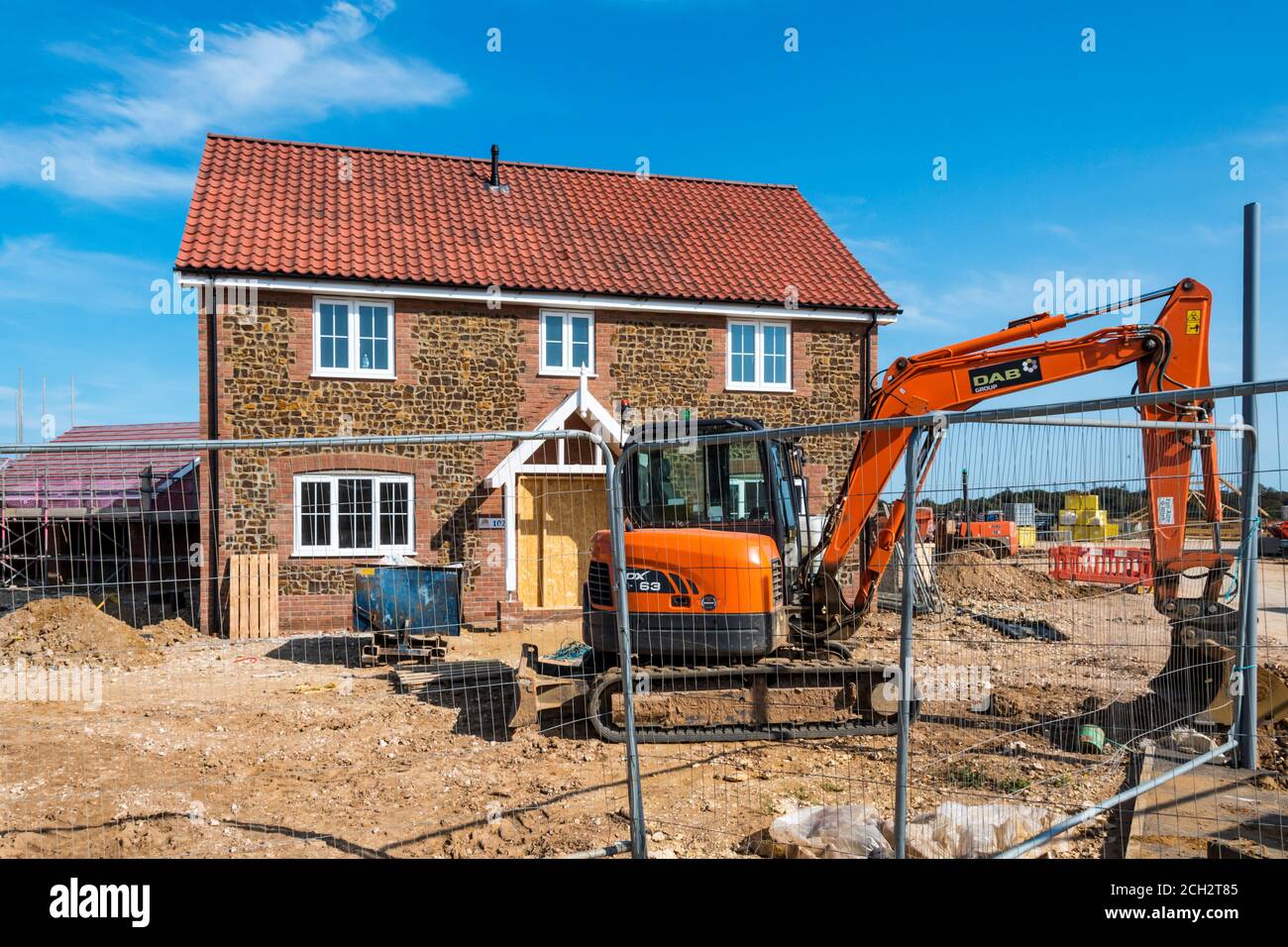 Neues 4-Zimmer-Haus wird von Bennett Homes auf einem Greenfield-Gelände in St. Edmund's Park am Rande von Hunstanton im Norden Norfolk gebaut. Stockfoto