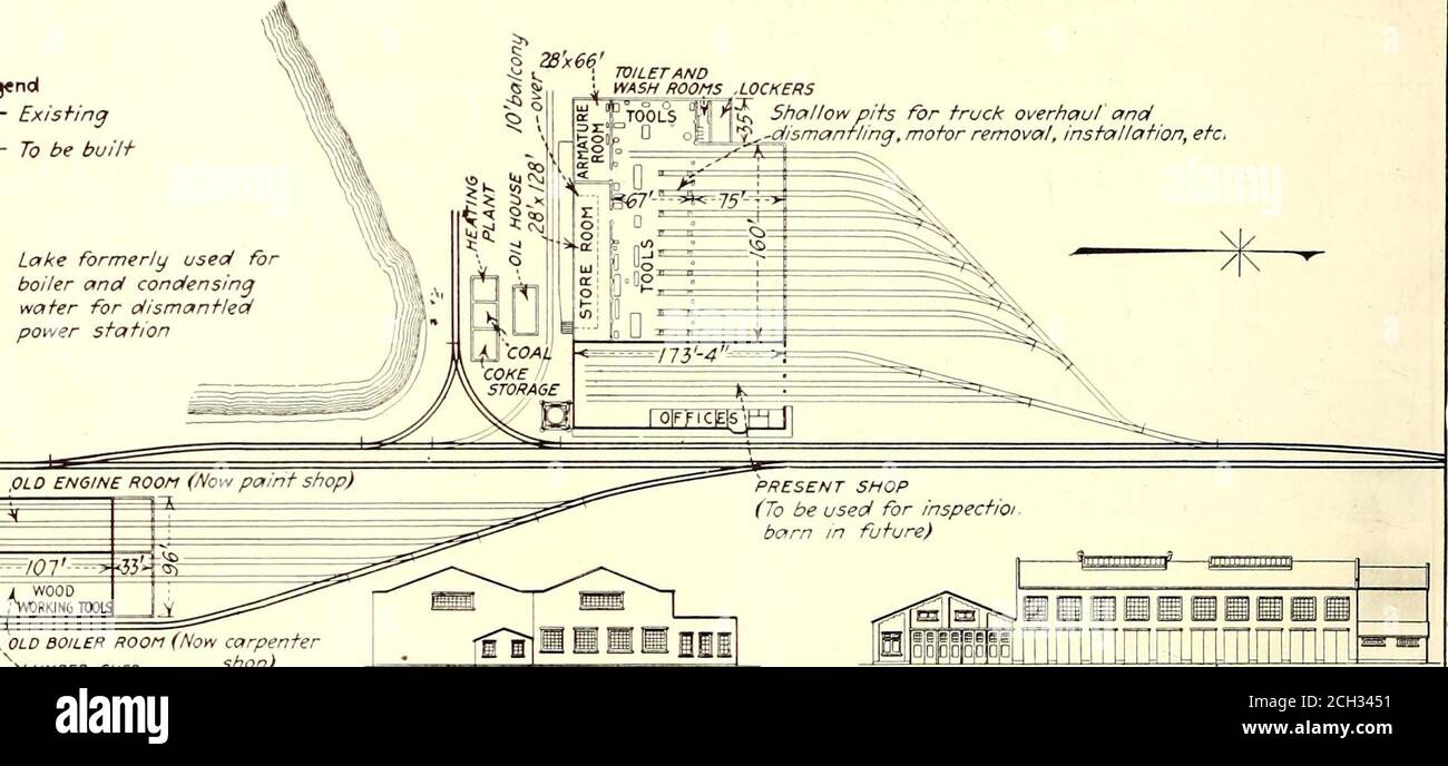 . Electric Railway Journal . c die Preise sind die gleichen, außer dass die elektrische Linie nicht für die letzten gelten 7 Prozent Erhöhung der Frachtraten an die Dampf noads vergeben.der Wettbewerb, den die Interstate Unternehmen mustmeet ist die Louisville Division der Pennsylvania Rail-Road, Das hat eine direkte Linie, die zwischen Indian-apolis und Louisville. Mit zunehmendem Verkehr und zusätzlichen Geräten gewartet werden, hat die mechanische Abteilung beensomewhat in seiner Arbeit wegen des Mangels an Ladeneinrichtungen behindert. Es war nicht in der Lage, eine Umrüstung von alten Geräten oder viel Arbeit außer stri zu tun Stockfoto
