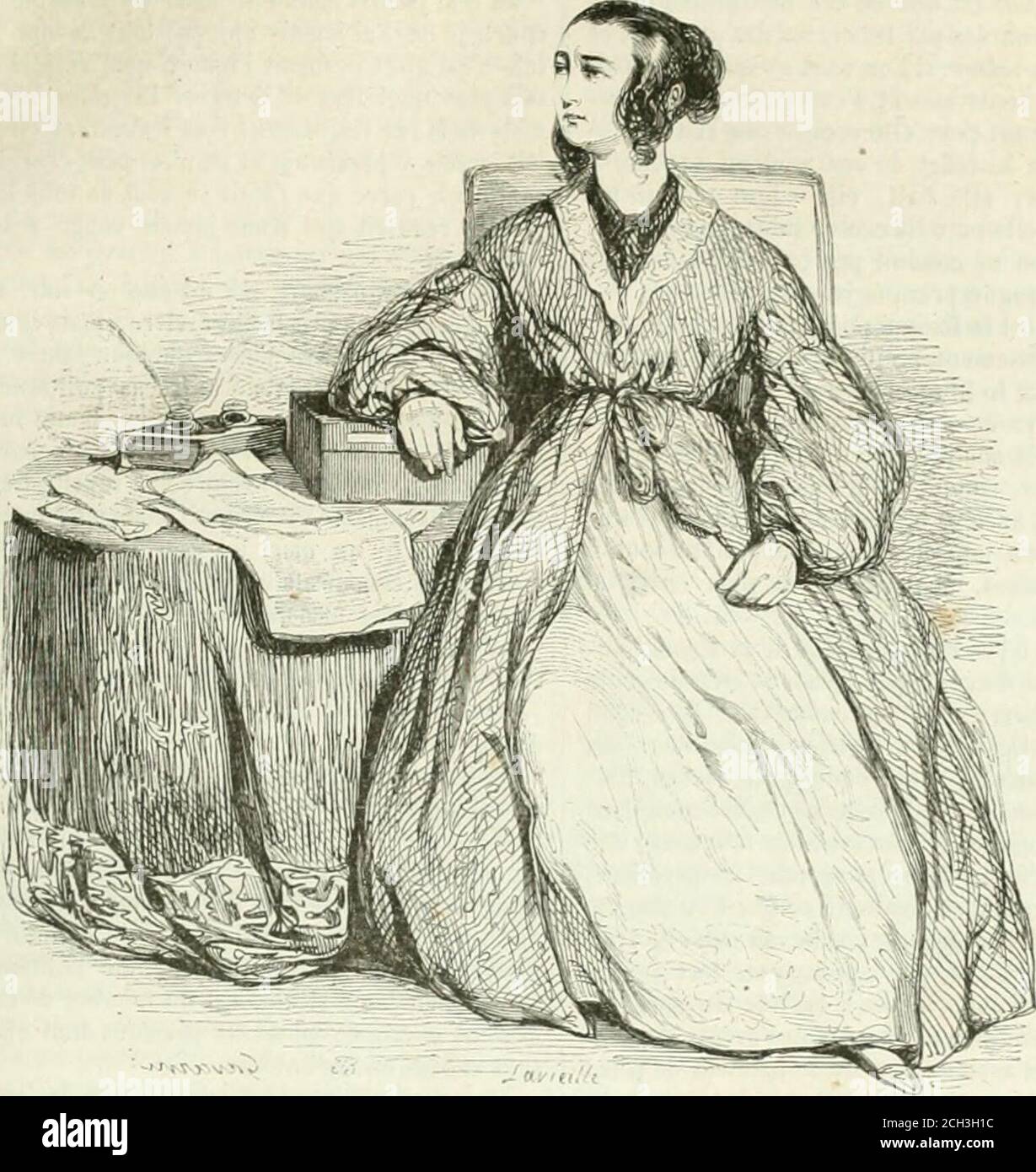 . Les Français peints par eux-mêmes . elles appartiennent cependant au même Genre, ressortentdu même principe Moral, et se touchent par tant depoints que la couleur seule peut les fiire reconnaître. Généralement, la femme politique Nest plus une toutejeune femme, son âge ne se dit plus et ne se devinemême ]i,is; Et, jusquau jour de sa mort, elle saura semaintcnn- dans celte Position douteuse qui laisse leshommes dont elle sentoure incertains entre le respectet celle galante impertinence que quelques femmes fontentrer dans la catégorie des hommages. Mais, pour sou-tenir celle prétention au titr Stockfoto