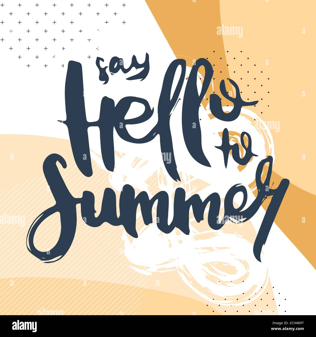 Sagen Sie Hallo Zum Sommer. Vektor motivierende Phrase. Handgezeichnete, verzierte Schriftzüge. Handgezeichneter Doodle-Druck Stock Vektor