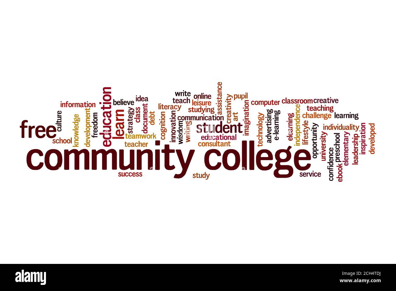 Community College Cloud-Konzept auf weißem Hintergrund Stockfoto