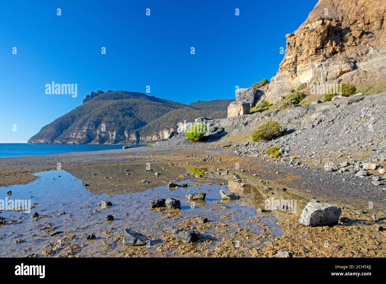 Die Fossilien Klippen und Bischof und Clerk auf Maria Island Stockfoto