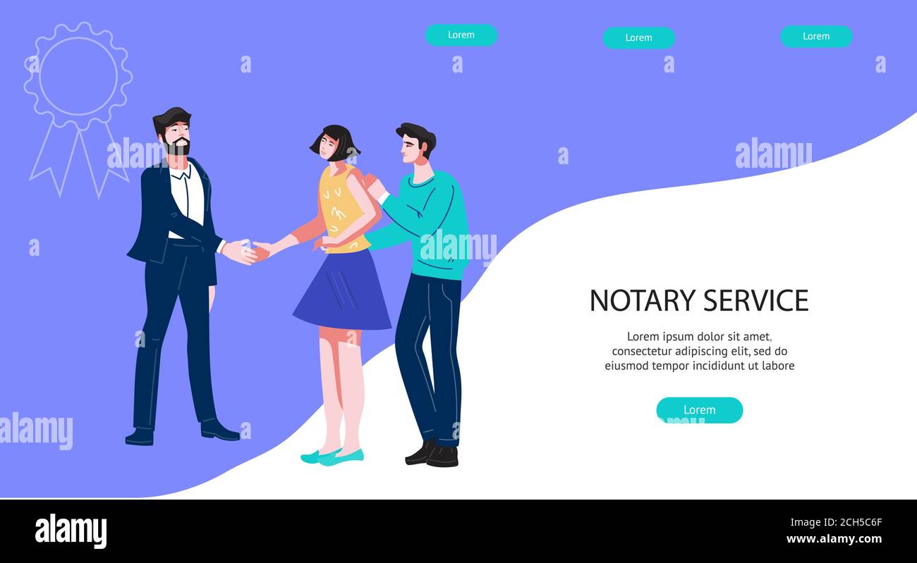 Banner für öffentliche Notare oder Landing Page-Vorlage. Stock Vektor