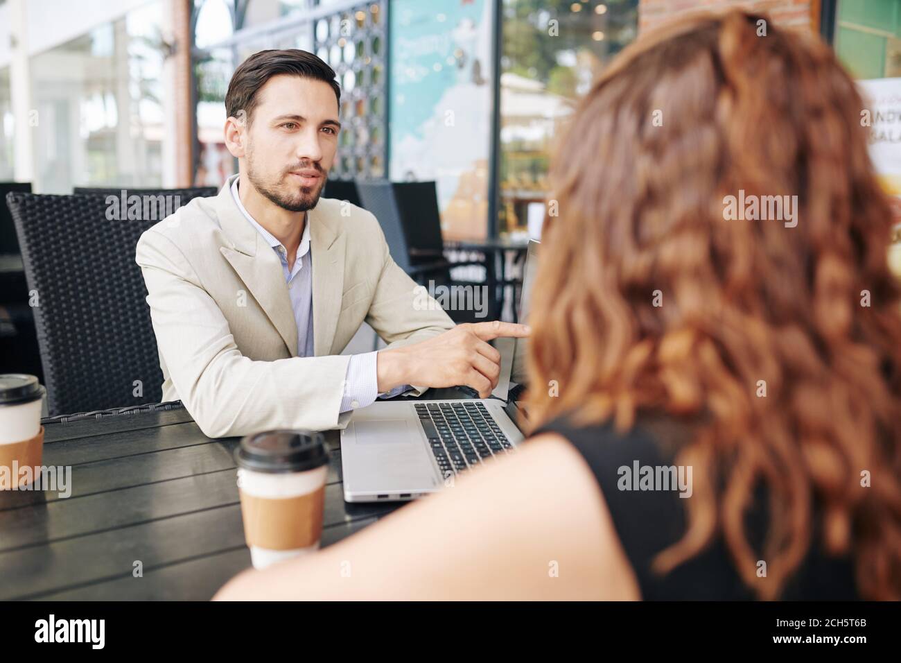 Unternehmertreffen im Café Stockfoto