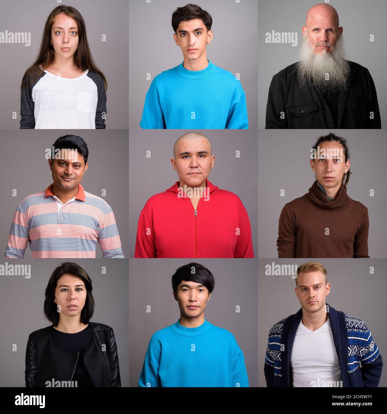 Collage von Menschen mit unterschiedlichen ethnischen und gemischten Alters Stockfoto