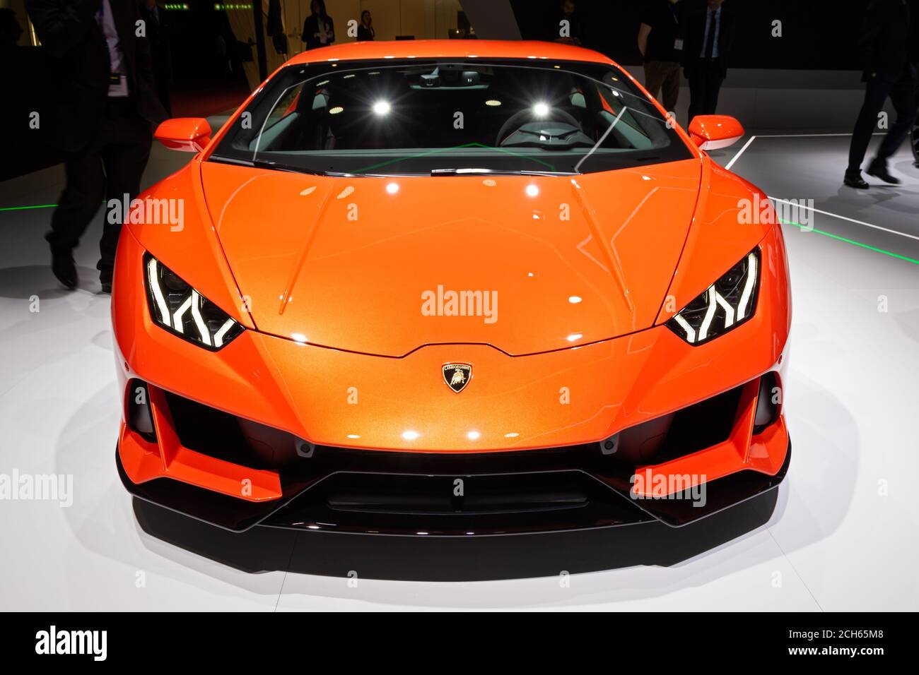 Lamborghini Huracan EVO Spyder Sportwagen präsentiert auf dem 89. Genfer Autosalon. Genf, Schweiz - 5. März 2019. Stockfoto