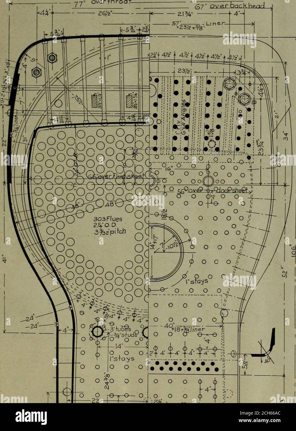 . Eisenbahnmeistermechaniker [Mikroform] . Ble genietet und andere, die tomore Belastung ausgesetzt sind, werden dreifach vernietet die Feuerraumfluesheet ist % ins. Dick, die vordere Rauchplatte % in. Die Rauchbox ist mit der verbesserten Form des Bell-Funkenableiters ausgestattet, der für eine große Anzahl von kürzlich im Werk Brooks gebauten großen Lokomotiven eingesetzt wurde. Und liefert höchste Ergebnisse sowohl hinsichtlich der Dampffreiheit als auch der Funkenfreiheit und erfüllt damit die Anforderungen eines idealen Funkenableiters. Diese Frontend-Anordnung, wie es BV die Brooks Arbeitsson einige große Northern Motoren, i Stockfoto