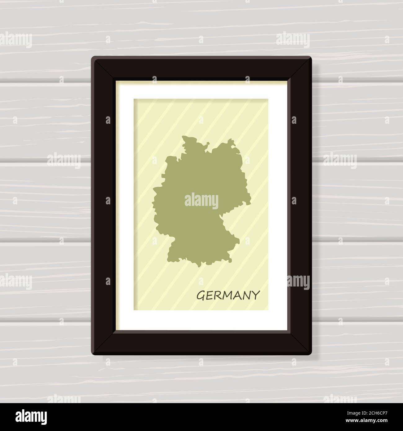 Deutschland Poster Print für Wandkunst. Gerahmte Karte für Wohnkultur. Vektorgrafik Stockfoto