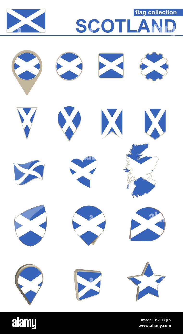Schottland Flag Collection. Großes Set für Design. Vektorgrafik. Stock Vektor