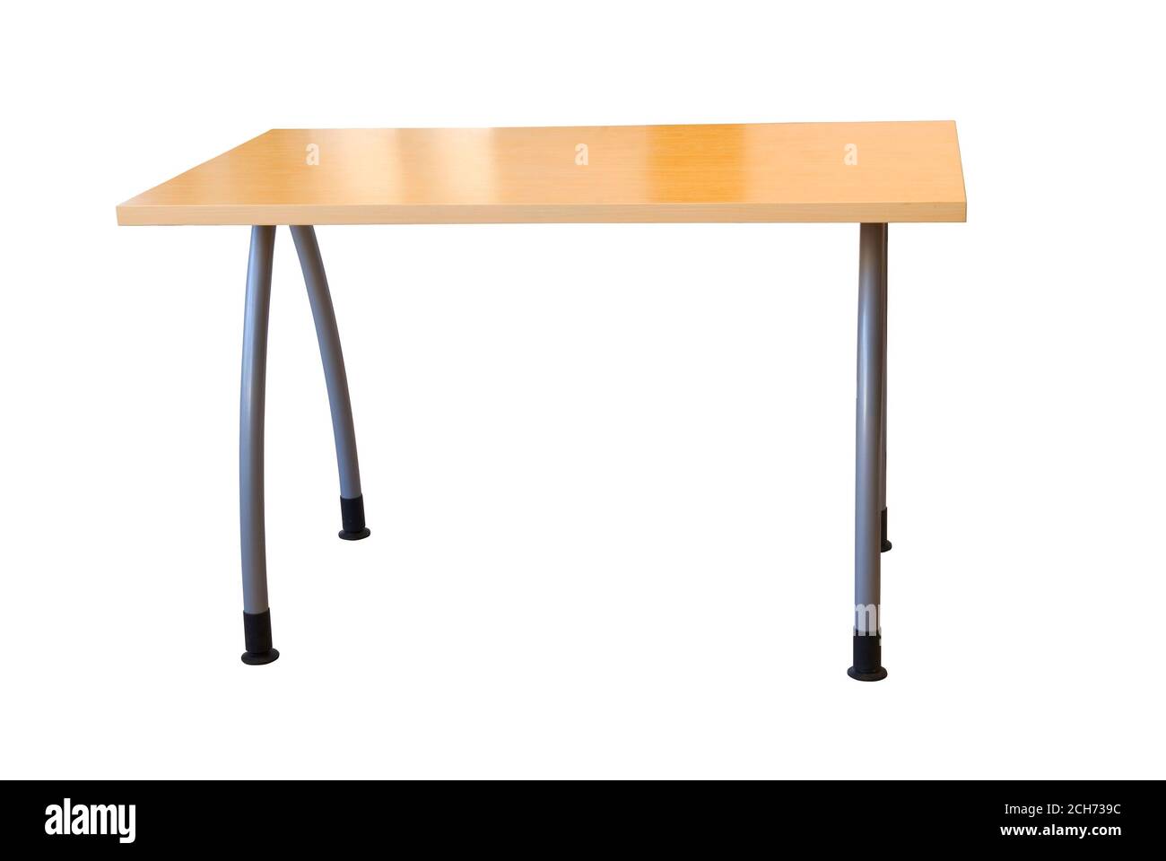 Schreibtisch auf weißem Hintergrund Stockfoto