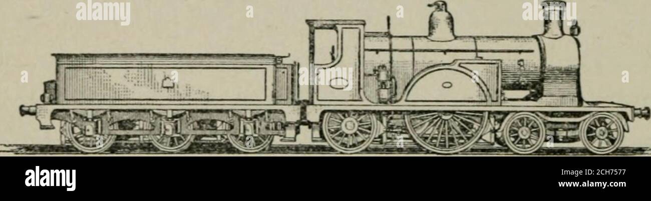 . Überarbeitete und erweiterte ed. Der Wissenschaft der Eisenbahn . ^sind im Gegenteil der höchste Typ und die besten zu haben. Je größer die Talentund Erfahrung des Bauherrn und je perfektioniert die Geräte, die er verwendet, einschließlich der Abor, den er beschäftigt, desto höher natürlich, w^ill bethe Ergebnisse erreicht er. Es ist nur durch Untersuchung, observatioi] und sorgfältige Vergleiche, dass wir eine intelligente Meinung relativ der bilden. Caledonian Eaway Passenger Locomotive, Schottland, dieser Motor ist für Geschwindigkeit ausgelegt. Verdienste der verschiedenen Manufakturen. Es folgt ohne zu sagen, dass die Maschinen der Eisenbahnen Stockfoto