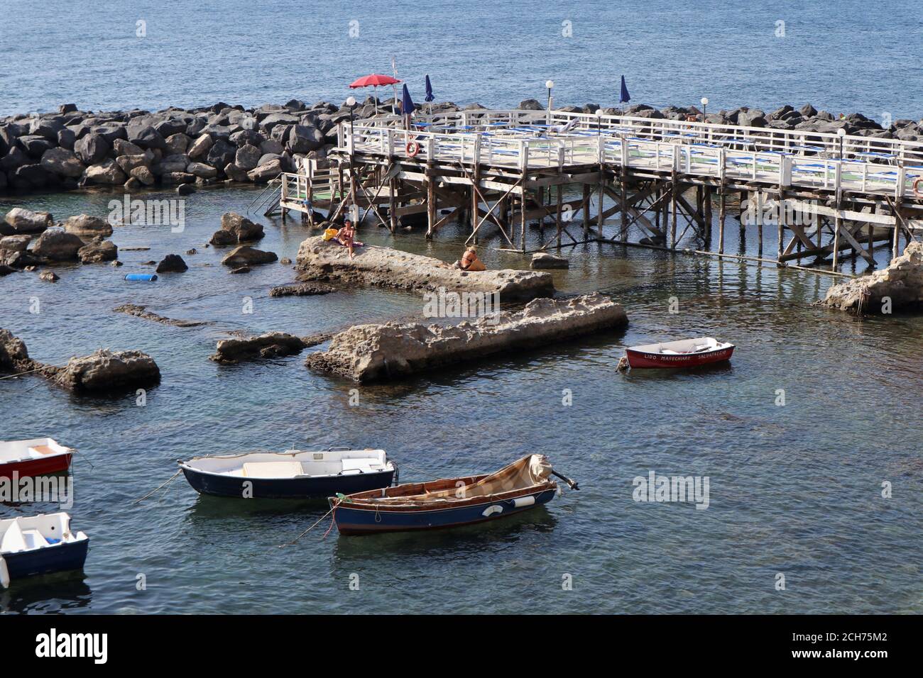 Napoli - Barche a Lido di Marechiaro Stockfoto